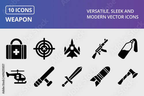 Weapon Glyph Icons Set