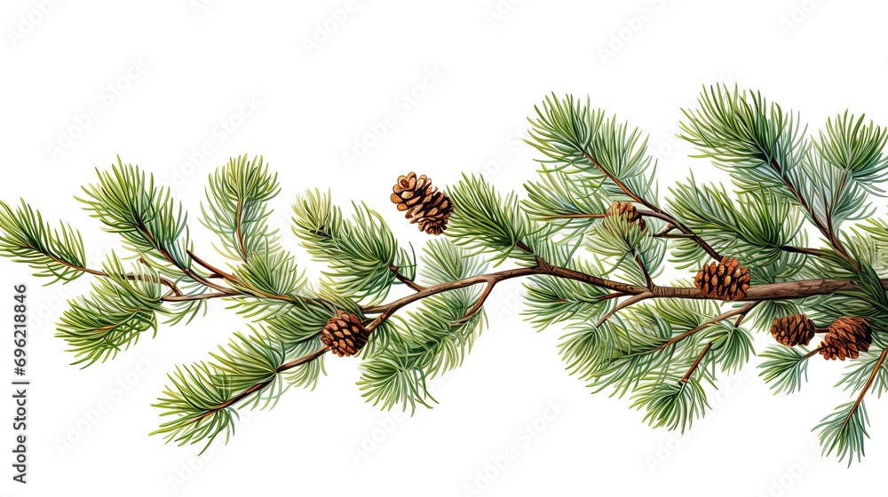 Fototapeta premium A beautiful pine branch with pine cones