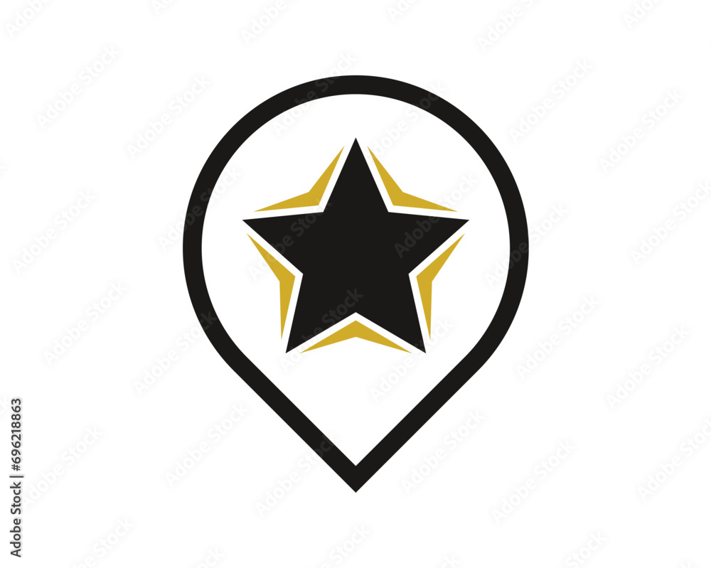 map point with star icon map point with star icon