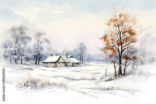 A peaceful country homestead surrounded by snow © shelbys
