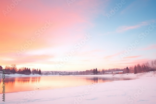 pink and orange skies above a frozen lake © Alfazet Chronicles