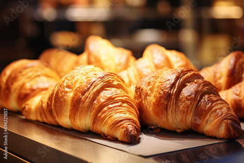 Close up of croissant pastries at bakery © Firn