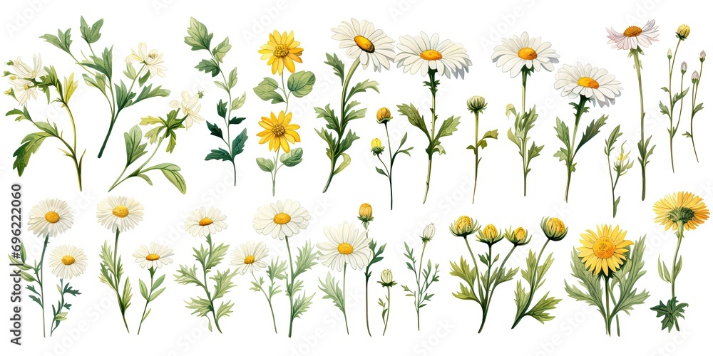 A charming collection of flower illustrations - obrazy, fototapety, plakaty 