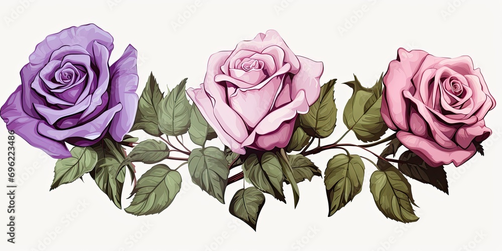 Naklejka premium Colorful illustration of roses