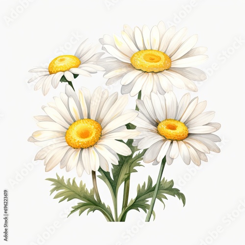Floral Arrangement of White and Yellow Flowers with Green Leaves