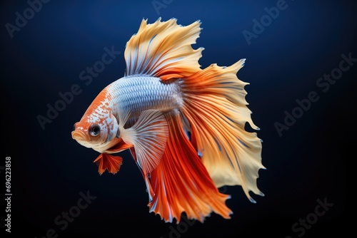 siamese fighting fish displaying vibrant fins
