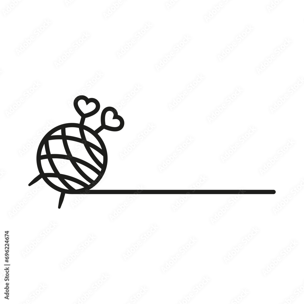 Knitting needles and a ball of thread with long thin thread. Knitting needles and a ball of thread with long thin thread.