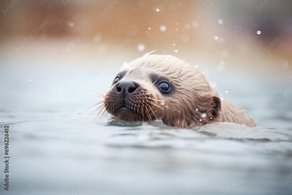 seal pup playing in shallow water seal pup playing in shallow water
