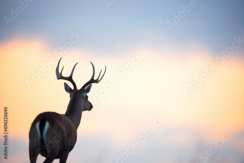 gazelle silhouette against sunset sky