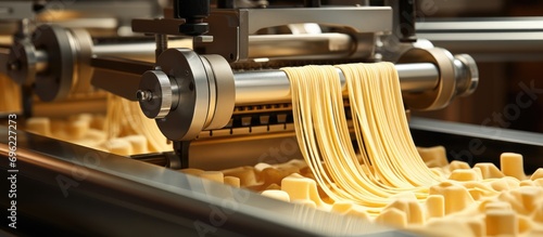Fresh pasta is produced by automated food factories. photo