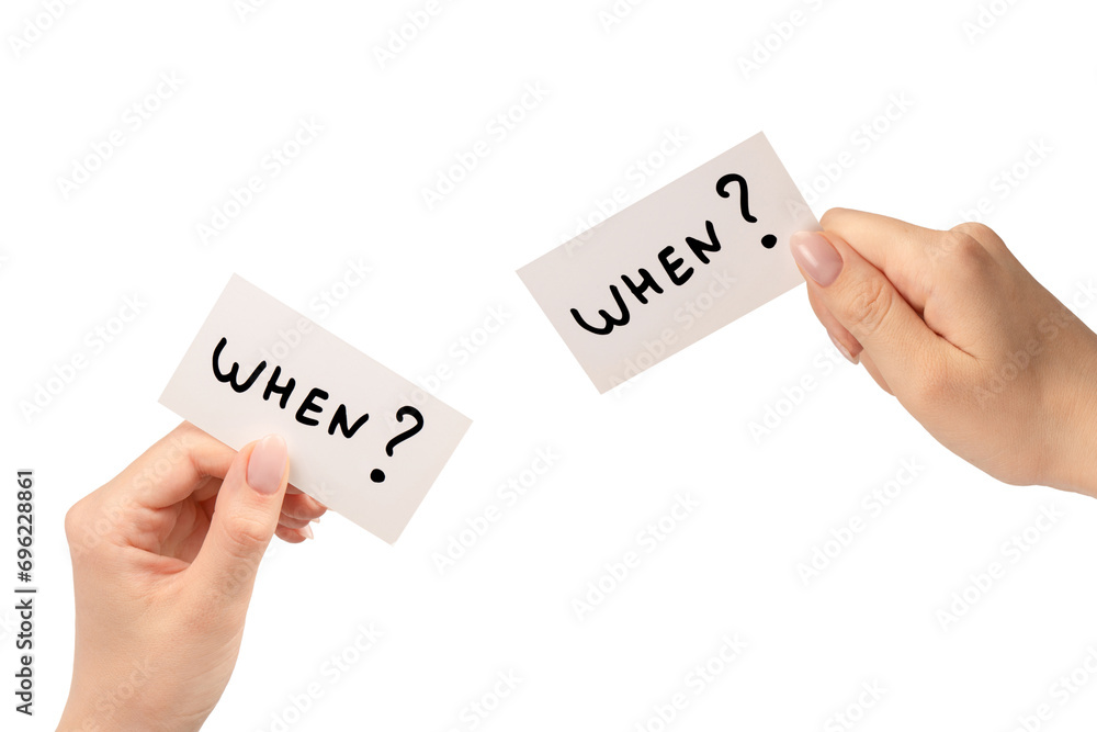 When text on a card in a woman hand isolated. When text on a card in a woman hand isolated.