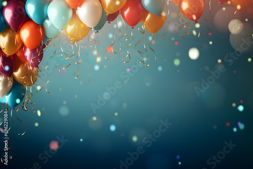 Wallpaper Mural birthday party balloons, colourful balloons background and birthday cake with candles Torontodigital.ca