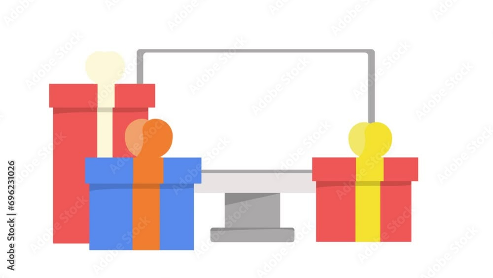 Pop up, online shopping gifts, christmas and new year gifts, computer screen, 4k animation, alpha channel Pop up, online shopping gifts, christmas and new year gifts, computer screen, 4k animation, alpha channel