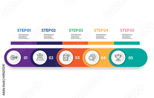 Wallpaper Mural abstract timeline infographic element business data visualization steps report layout template background with business line icon 5 steps Torontodigital.ca