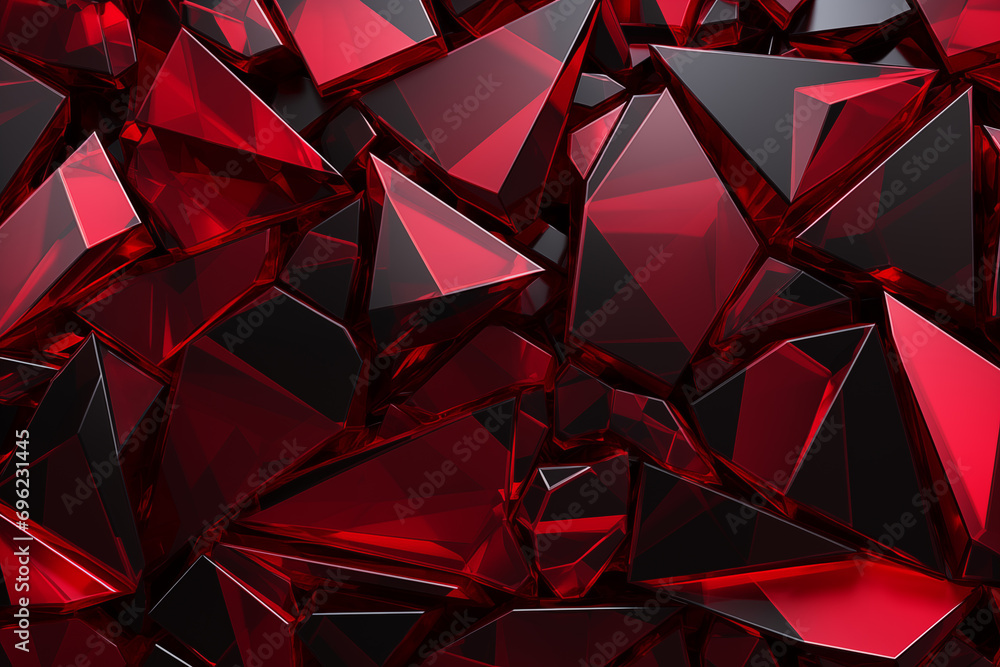 The background of the red shiny crystal texture is beautiful. - obrazy, fototapety, plakaty 