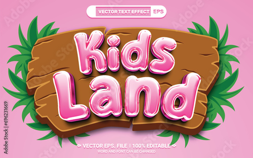 Kids land candy style 3d editable vector text effect
