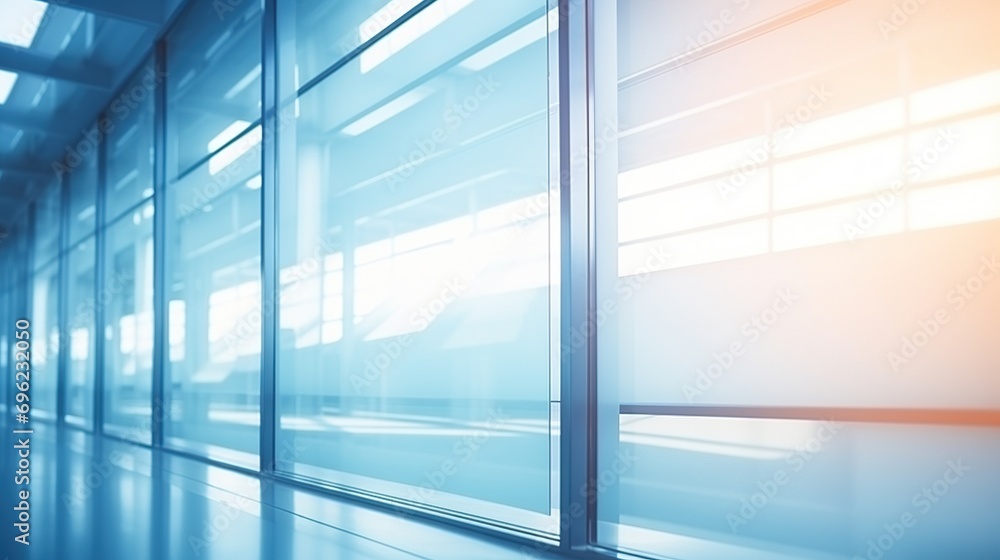 Modern blurred office space of a business building center. Glass wall with empty space. Blurred abstract light background for presentation and design. Modern blurred office space of a business building center. Glass wall with empty space. Blurred abstract light background for presentation and design.