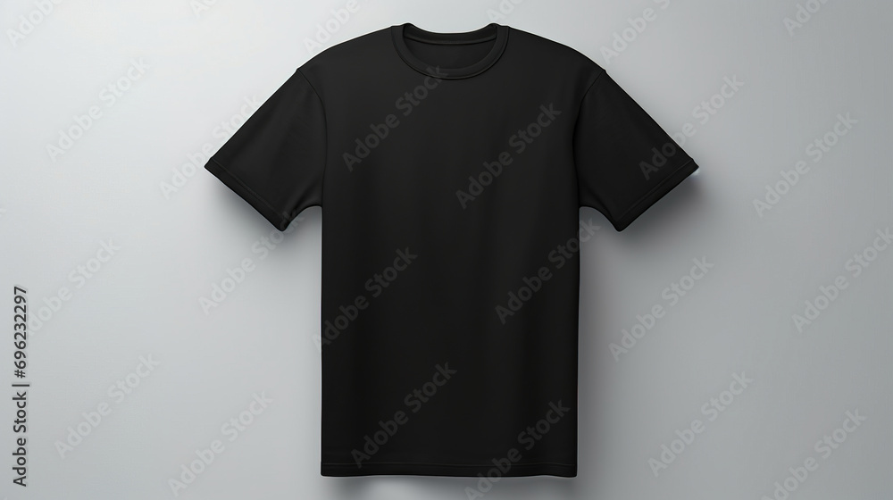 Men's women's oversized black blank t-shirt template, natural shape , for your design or brand layout, isolated on white background. - obrazy, fototapety, plakaty 