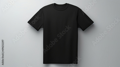 Men's women's oversized black blank t-shirt template, natural shape , for your design or brand layout, isolated on white background.