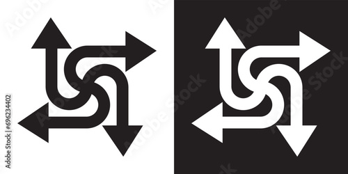 Four directions icon vector. Four side arrow icon sign symbol in trendy flat style. Arrows pointing in different directions vector icon illustration isolated on white and black background