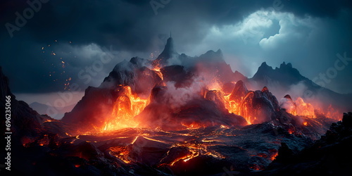 raw power and beauty of volcanic regions, with active volcanoes and geothermal activity. Generative AI