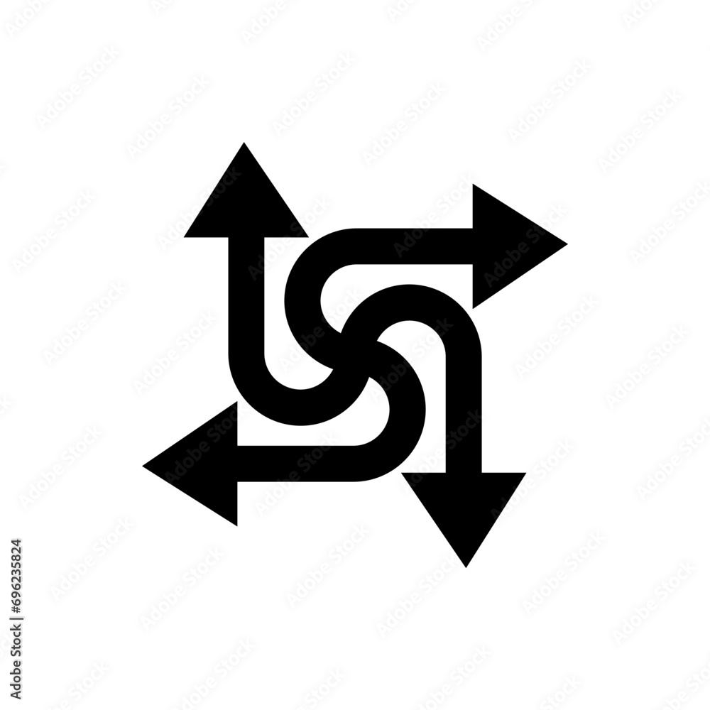 Four directions icon vector. Four side arrow icon sign symbol vector. Arrows pointing in different directions vector icon illustration isolated on white background Four directions icon vector. Four side arrow icon sign symbol vector. Arrows pointing in different directions vector icon illustration isolated on white background