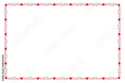 Heart Swirl Romantic Love ornaments isolated border layout, red hearts ornate award frame border, Valentine Day Card Border Square frame design, decorative heart rectangle frame vector element