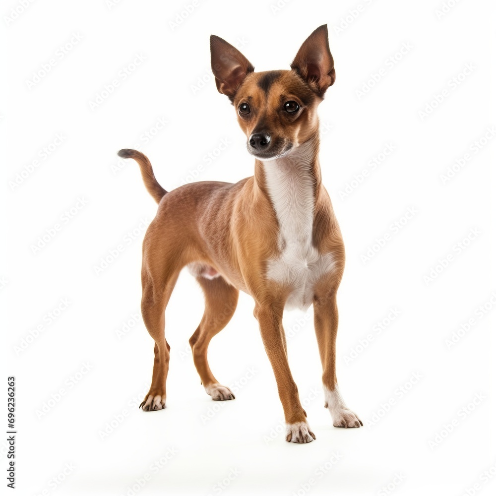  American toy terrier Full Body facing forward on white background, generated by AI