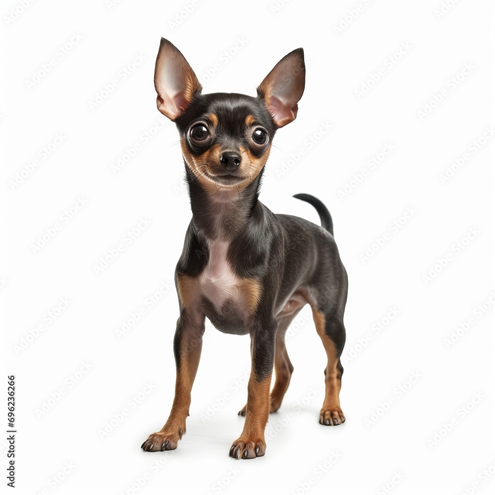  American toy terrier Full Body facing forward on white background, generated by AI