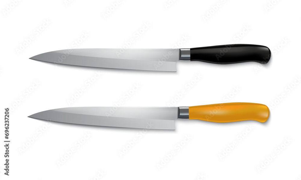 Vector kitchen knives isolated on white background Vector kitchen knives isolated on white background