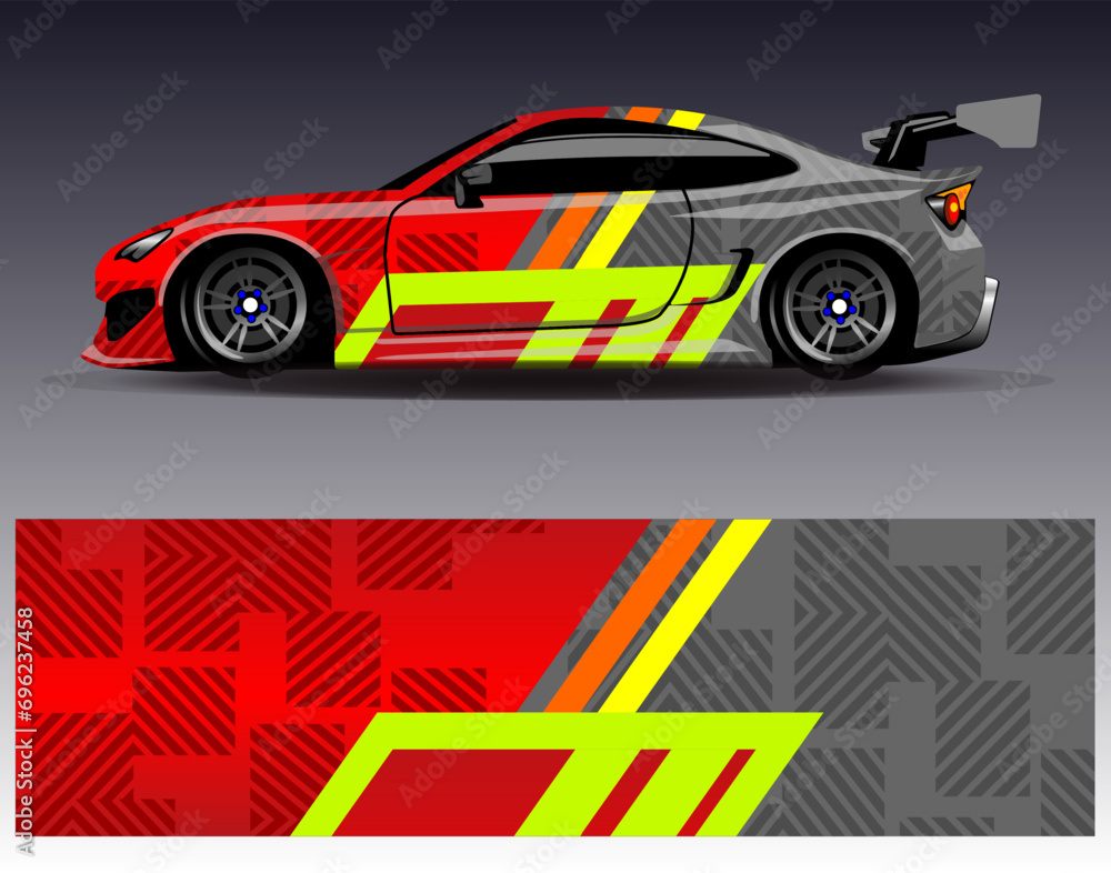 Car wrap design vector.Graphic abstract stripe racing background designs for vehicle, rally, race, adventure and car racing livery Car wrap design vector.Graphic abstract stripe racing background designs for vehicle, rally, race, adventure and car racing livery