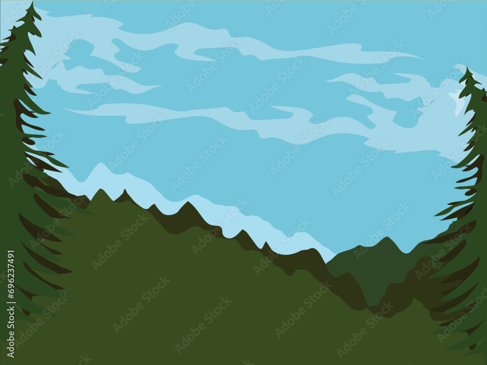 Mountains panorama landscape. Mountain skying travel background.	