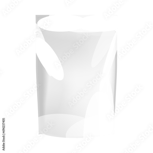 Vector zipper pouch. plastic coffee bag mock up, foil pack blank on white
