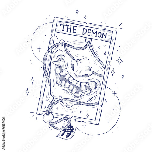 Japanese Demon Oni Mask illustration t shirt design