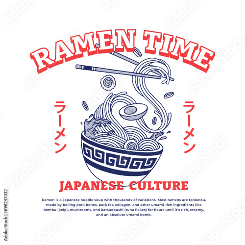 Japanese Ramen illustration t shirt design