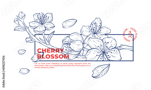 Japanese Sakura Cherry Blossom tshirt illustration design
