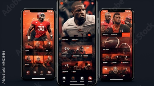A dynamic and energetic mobile theme with a sports-inspired wallpaper, featuring action shots and bold typography, ideal for sports enthusiasts. photo