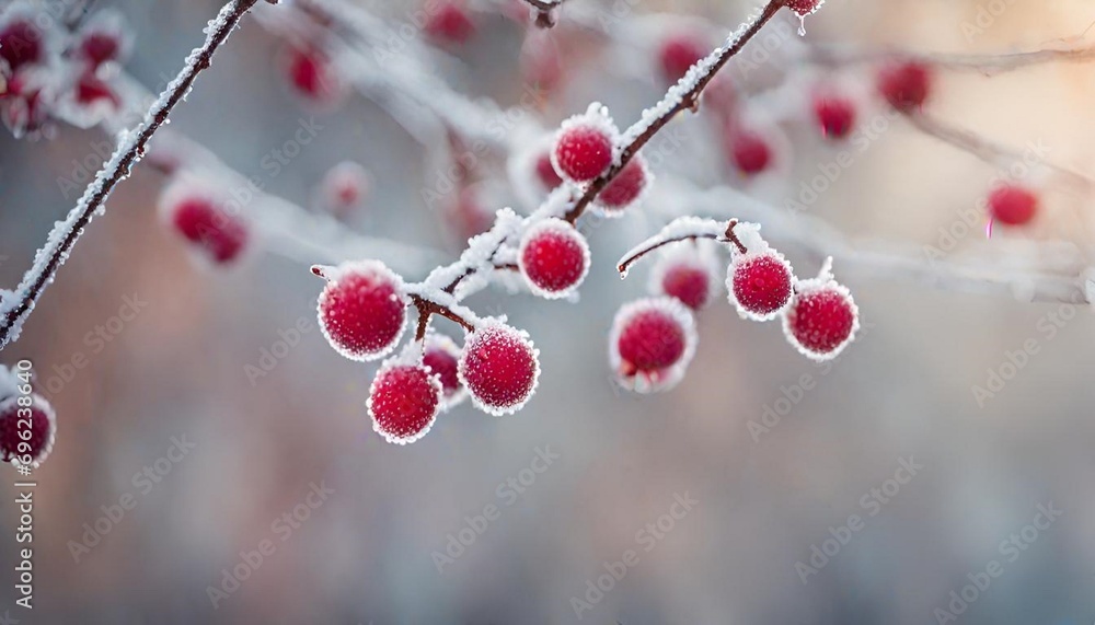 red berries on snow generated Ai