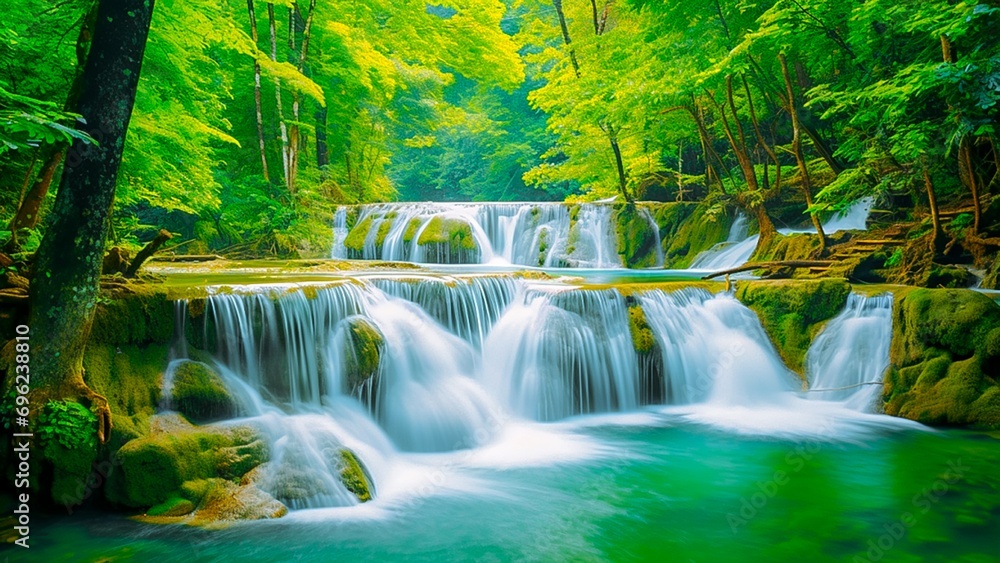 Beautiful waterfall with clean water in the forest
