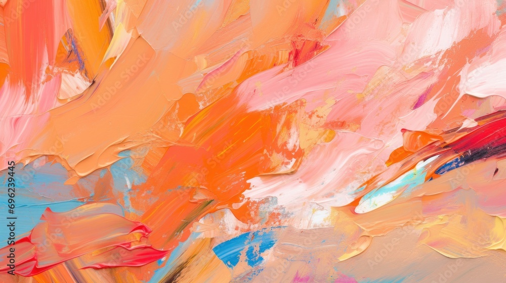 Abstract painting background brush stroke impasto in Bold Orange, Pink