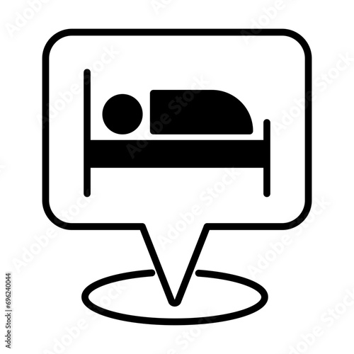 Hotel location pin solid glyph icon illustration