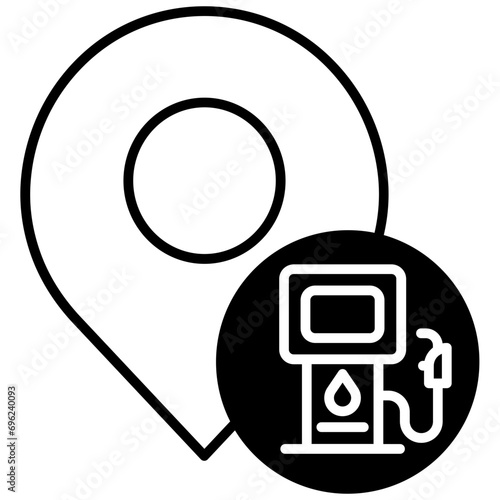 Petrol station solid glyph icon illustration