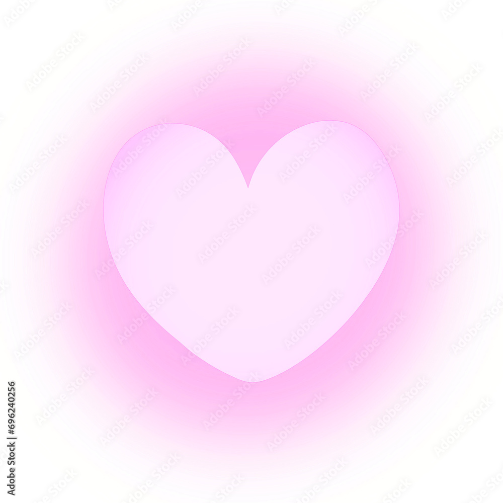 Valentine's Day glowing pink heart on a transparent background. Cute clipart hand drawn illustration. romantic relationship, Love, art 
