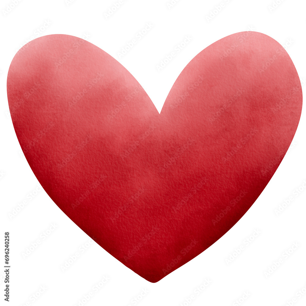 Valentine's Day heart red watercolor heart on a transparent background. Cute clipart hand drawn illustration. romantic relationship, Love, art 