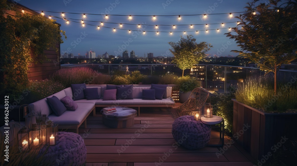 Obraz premium A modern urban rooftop garden
