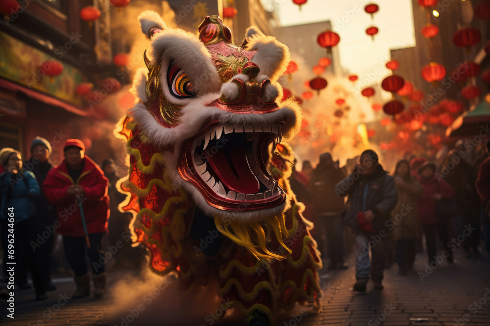 A captivating photograph captures the essence of Lunar New Year, also known as Chinese New Year
