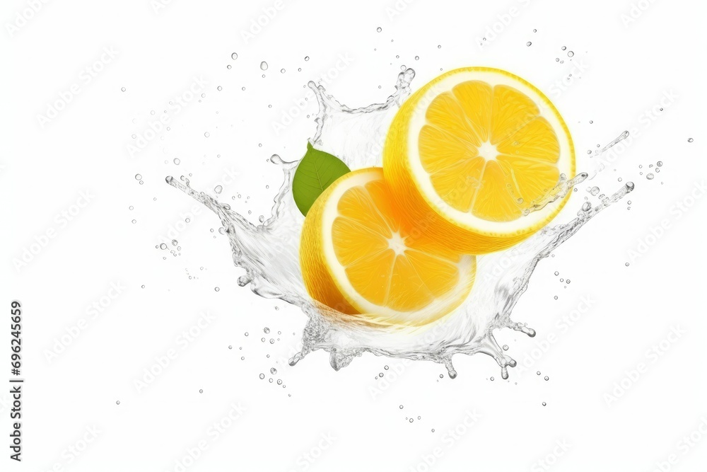 Lemon exploded and splashes. Falling of lemon with water splash ...