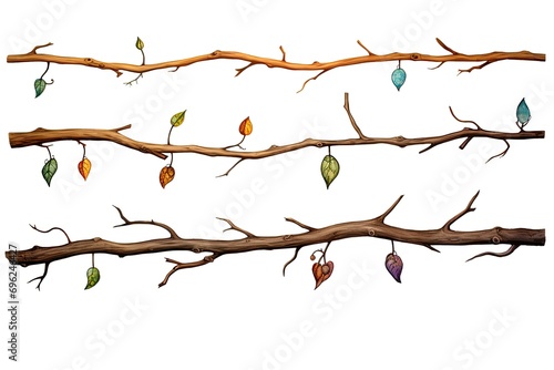 Aesthetic representation of tree branches with colorful leaf patterns