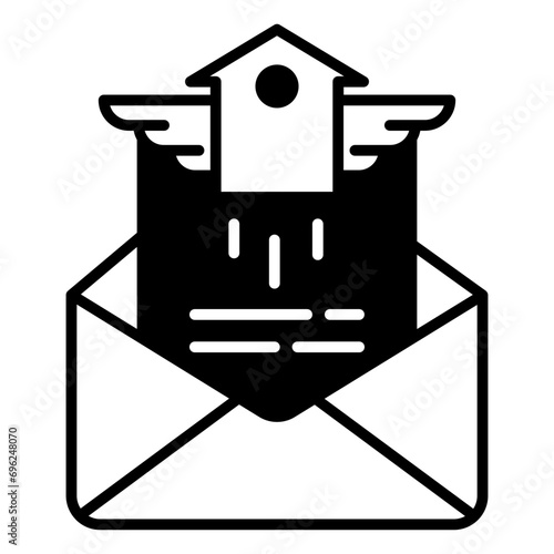 Home Invitation solid glyph icon illustration