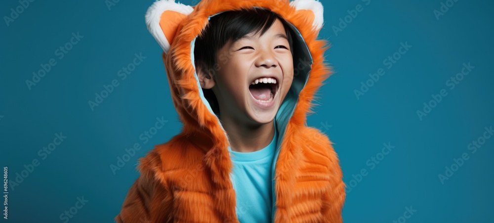 Laughing Boy in a Funny Furry Costume Laughing Boy in a Funny Furry Costume